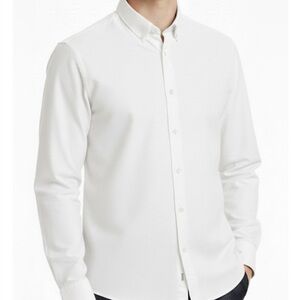 GOODFELLOW & CO Long Sleeve Standard Fit Dress Shirt, Men’s XL, Solid White